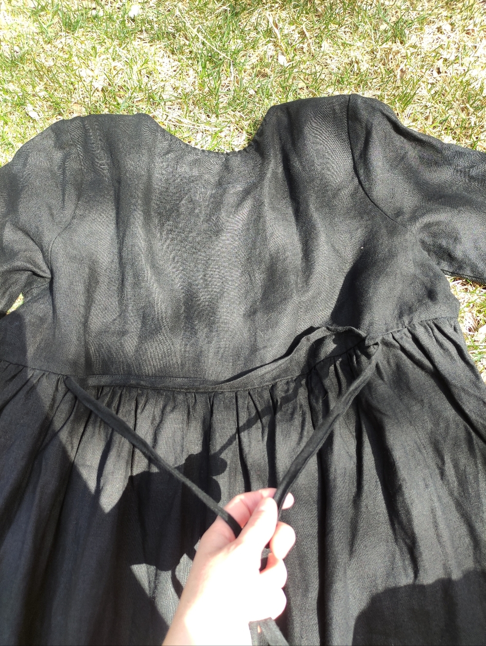 Not Perfect Linen "Mama Maxi" Dress In Black Linen, Size Large - Picture 7 of 10